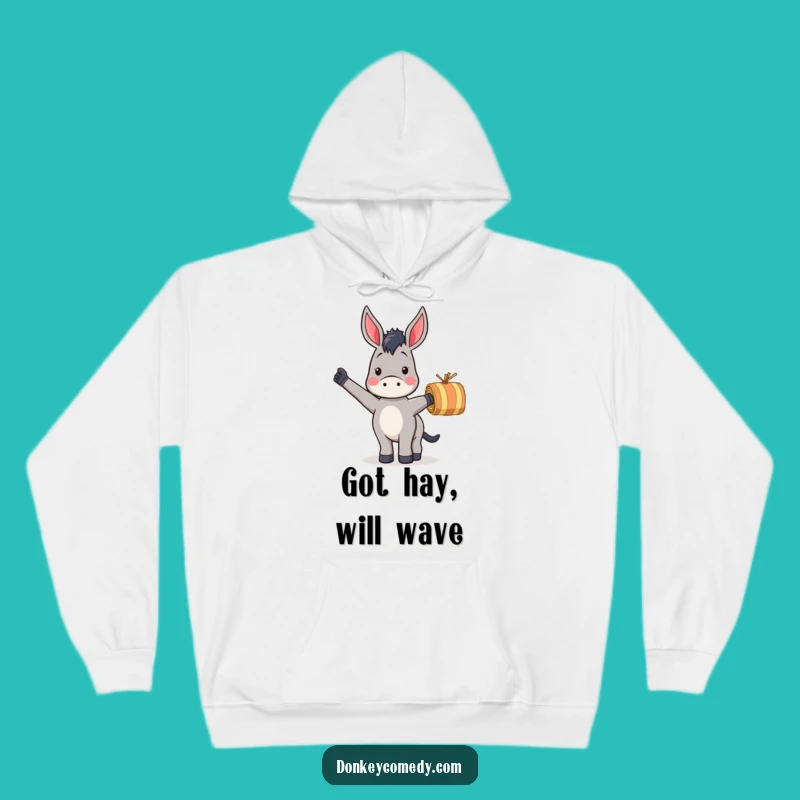 Cozy Funny Donkey Waving Hay Hoodie: Warmth and Farm-Inspired Chuckles