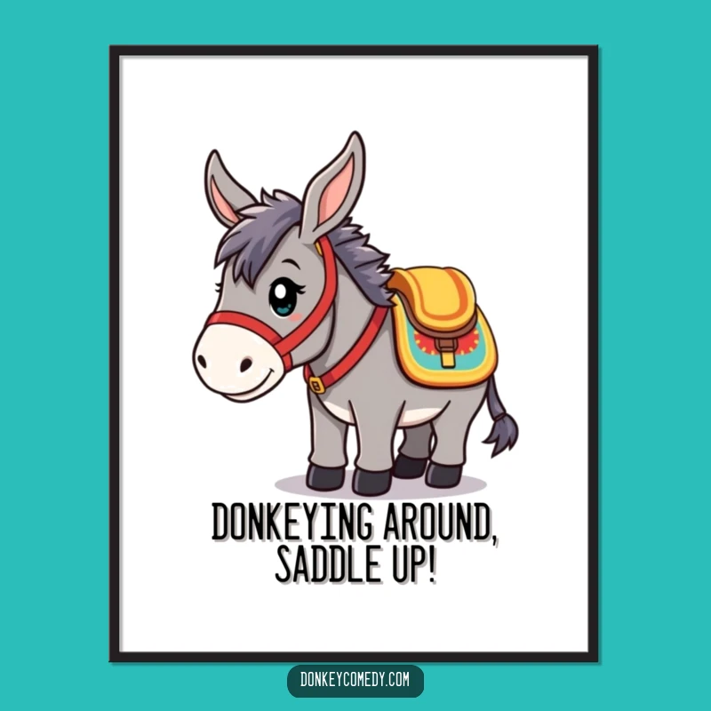 Free Printable Wall Art: Kawaii Donkey Art, Funny Downloadable Decor for Adventurous Spaces