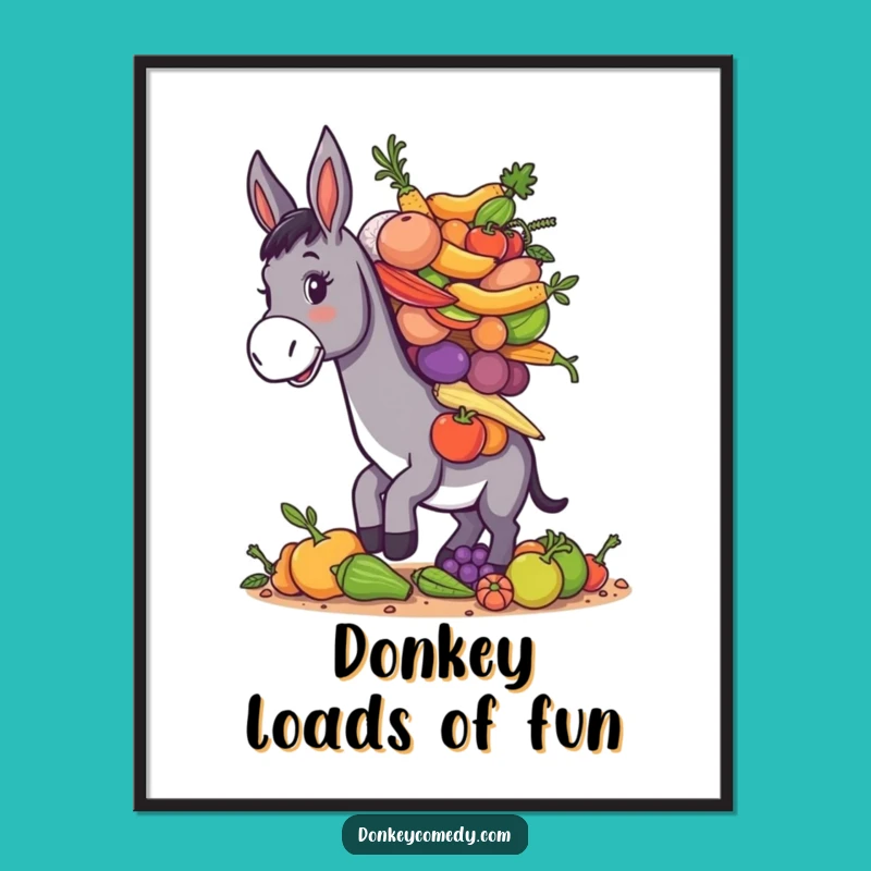 Free Printable Wall Art: Donkey Harvest, Funny Downloadable Decor for Rustic Charm