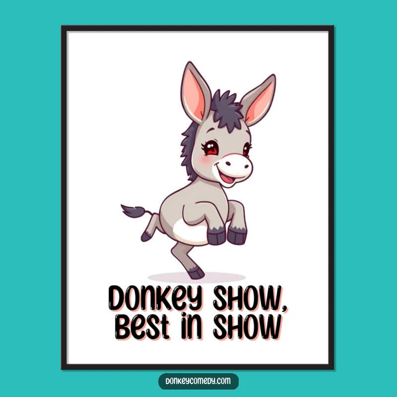 Funny Free Printable Wall Art: Joyful Donkey Kicking Legs, Hilarious Downloadable Decor for Your Home