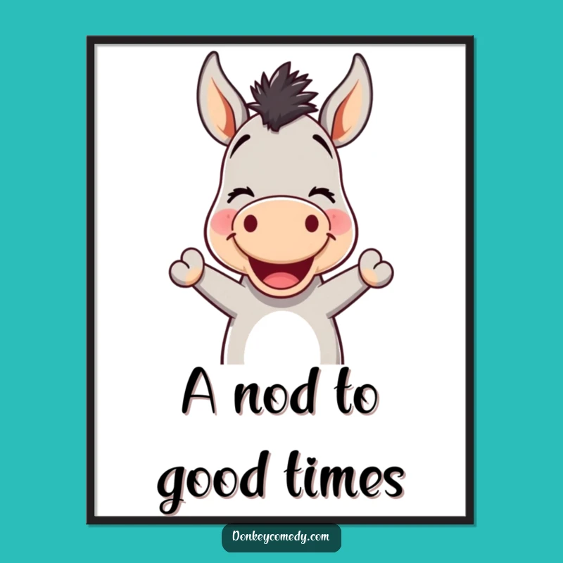 Free Printable Donkey Wall Art - Cheerful Kawaii Donkey Art, Funny Downloadable Decor