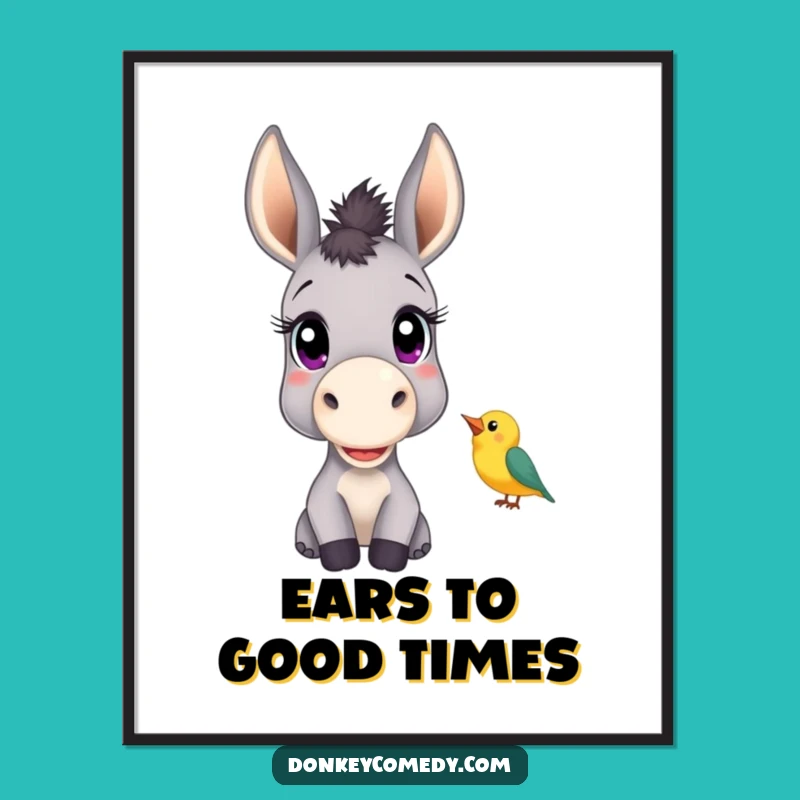 Free Printable Wall Art: Curious Donkey Bird, Humorous Downloadable Decor