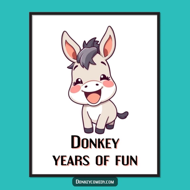 Funny Free Printable Wall Art: Kawaii Donkey Braying, Humorous Downloadable Decor
