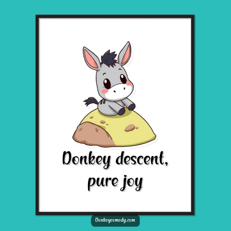 Funny Free Printable Wall Art: Surprised Donkey Hill Slide Downloadable Art