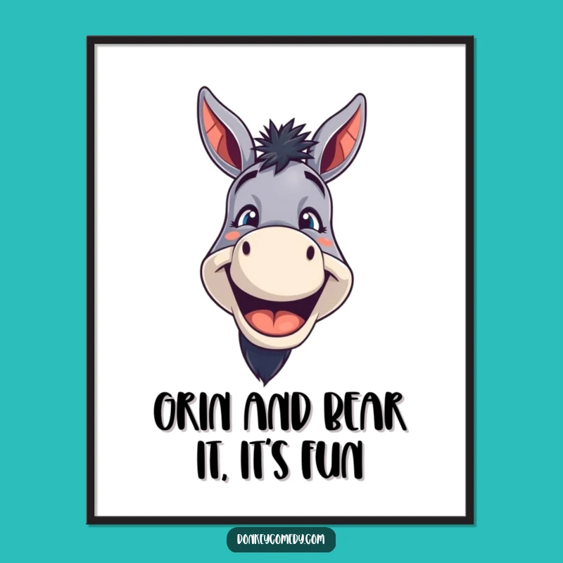 Funny Free Printable Donkey Wall Art: Wide Grin, Joyful Decor, Downloadable Art