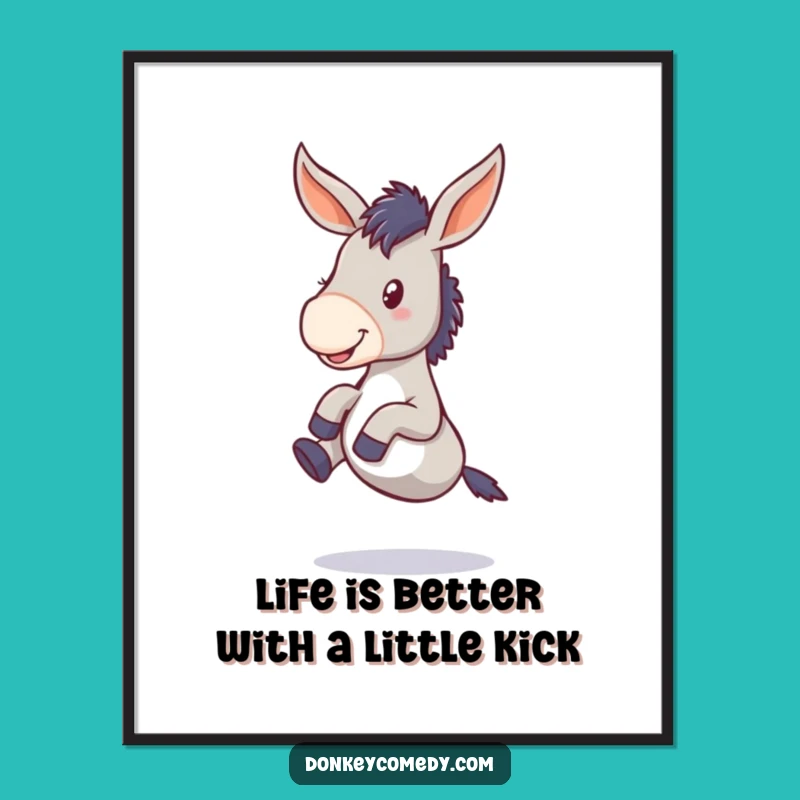 Free Printable Wall Art: Funny Donkey Kicking Legs, Quirky Home Decor Download