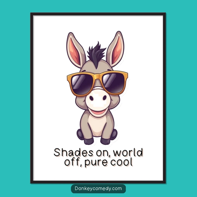 Free Printable Wall Art: Cool Donkey with Sunglasses, Hipster Decor Download