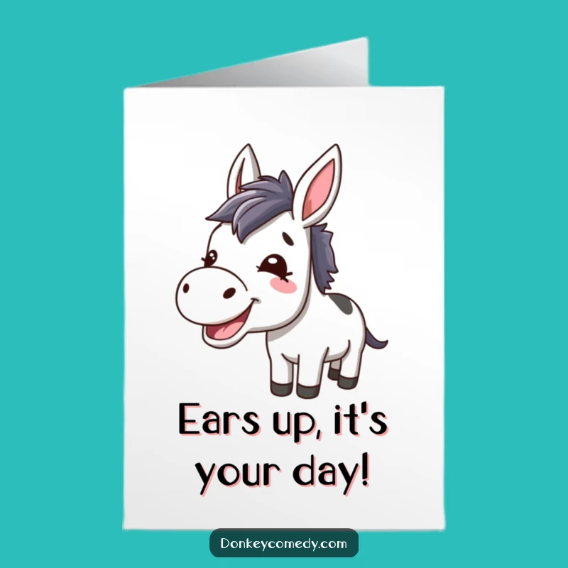 Free Printable Funny Donkey Birthday Card - Hilarious Braying Kawaii Donkey Downloadable Gift