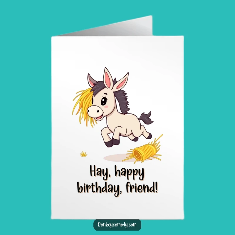 Free Printable Birthday Card: Lively Donkey Bounding, a Joyful & Funny Downloadable Gift