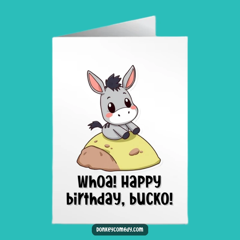 Free Printable Birthday Card: Surprised Donkey Hill Slide Funny Downloadable Gift