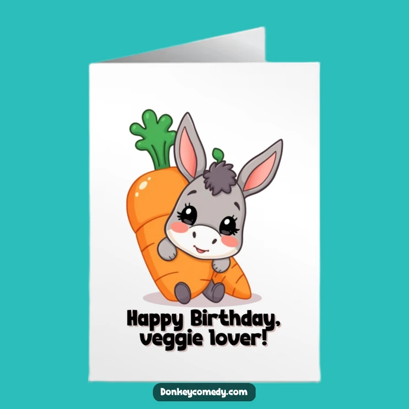 Free Printable Birthday Card: Donkey Behind Carrot Surprise DIY Gift for Humor Lovers