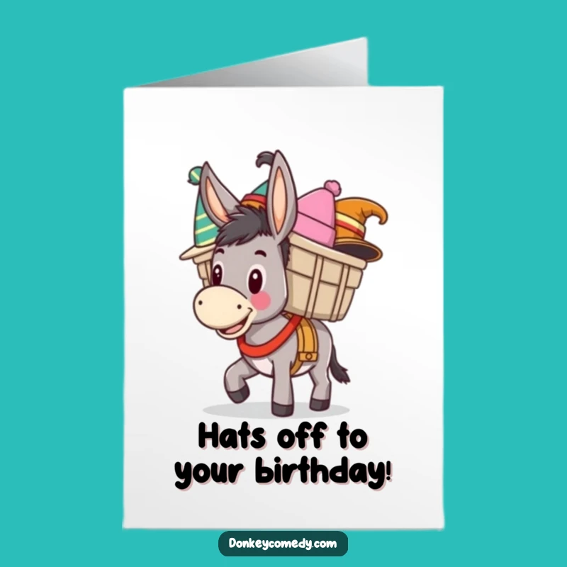 Free Printable Birthday Card: Donkey's Hat Party, Funny Downloadable Gift