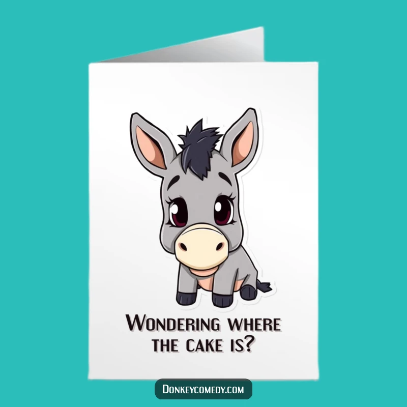 Free Printable Curious Donkey Birthday Card: Funny Downloadable Gift for a Whimsical Celebration