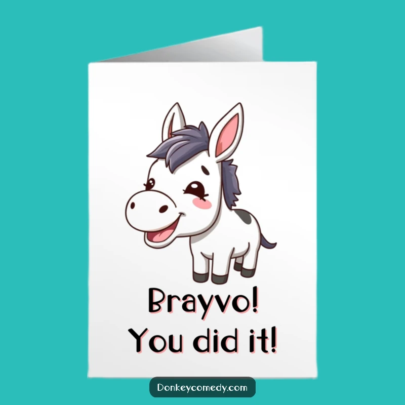 Free Printable Donkey Congrats Card - Joyful Kawaii Donkey Bests Wishes Downloadable