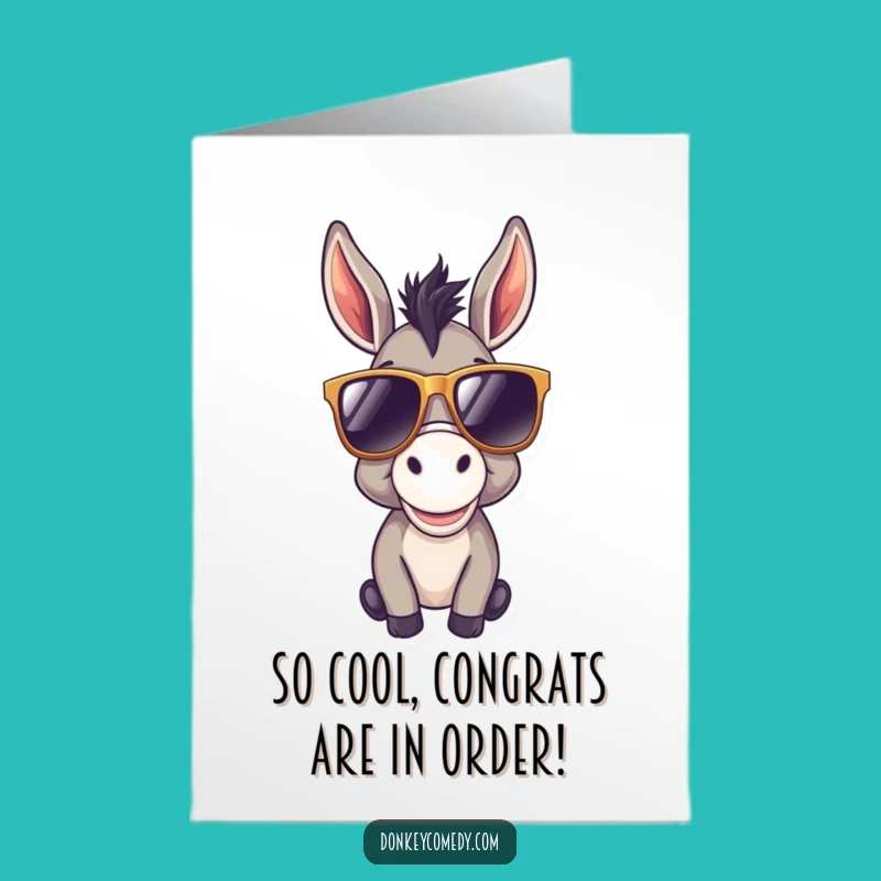 Free Printable Congrats Card: Cool Donkey with Sunglasses, Stylish Greeting Download