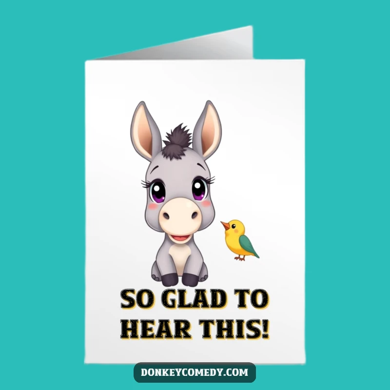 Free Printable Congrats Card: Curious Donkey Bird, Humorous Downloadable Moment