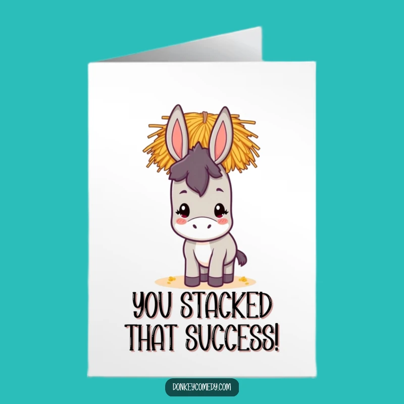 Free Printable Congrats Card: Funny Donkey Hay Balancing - Unique Downloadable for Any Win!