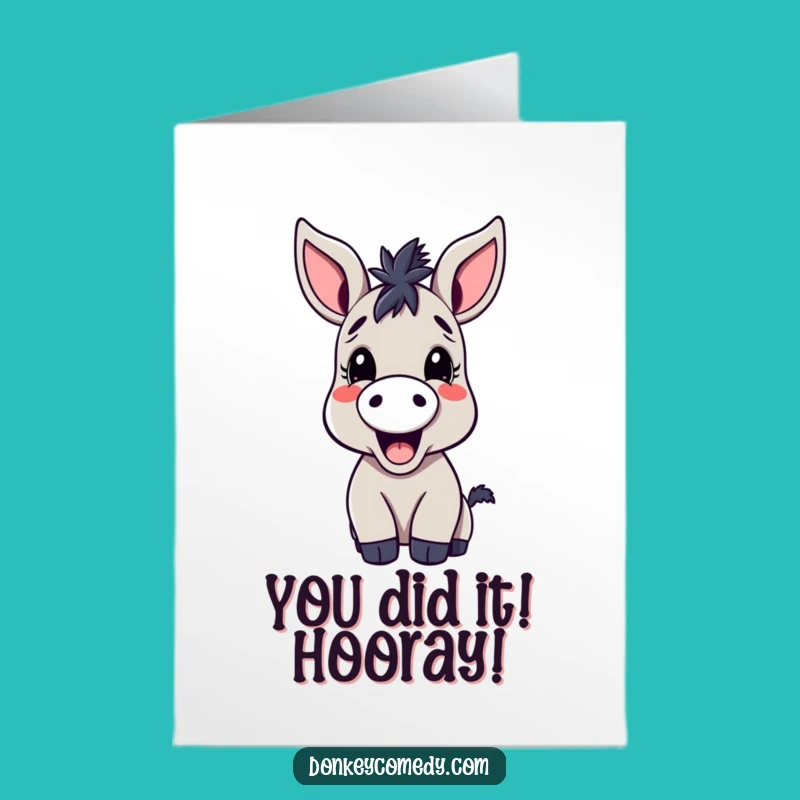 Free Printable Congrats Card: Kawaii Donkey Braying Big News DIY Gift for Winners