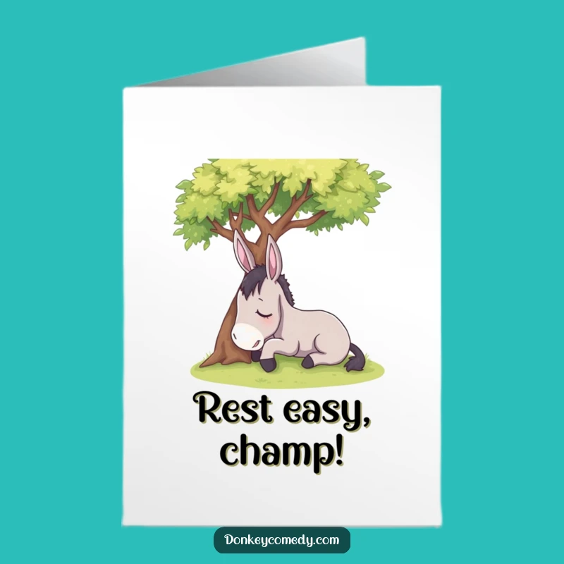 Free Printable Congrats Card: Sleepy Donkey Relaxed Success Downloadable Gift