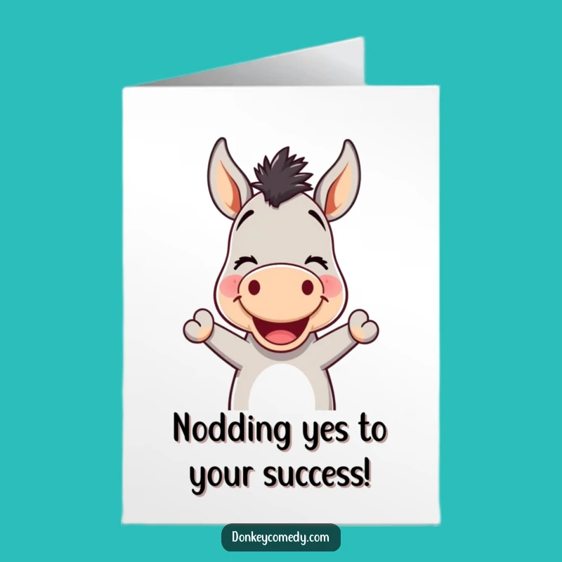 Free Printable Donkey Congrats Card - Cheerful Kawaii Donkey Downloadable