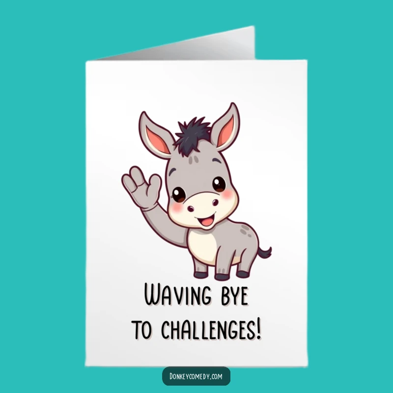 Free Printable Congrats Card: Waving Donkey - Friendly Downloadable for Celebrating Success!