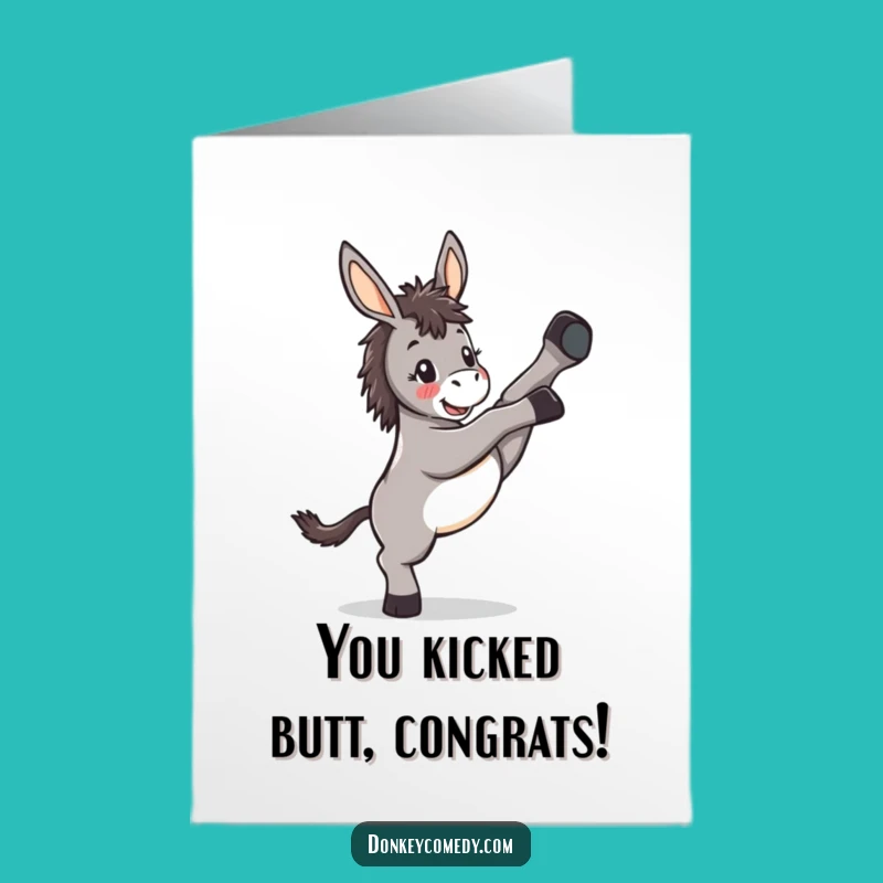Free Printable Donkey Congrats Card - Kicking Up Joyful Wishes Downloadable