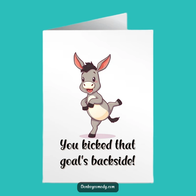 Free Printable Congrats Card: Funny Donkey Kick, Celebration Move, Downloadable Gift