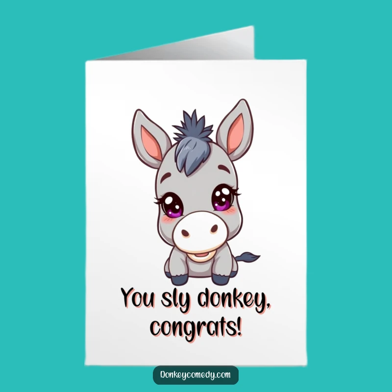 Free Printable Donkey Congrats Card - Mischievous Kawaii Donkey Downloadable