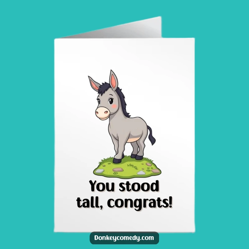Free Printable Congrats Card: Proud Donkey Standing Tall Success Downloadable Gift