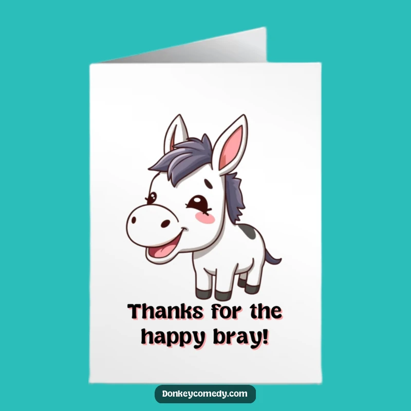 Free Printable Donkey Thank You Card - Grateful Kawaii Donkey Downloadable for Any Occasion