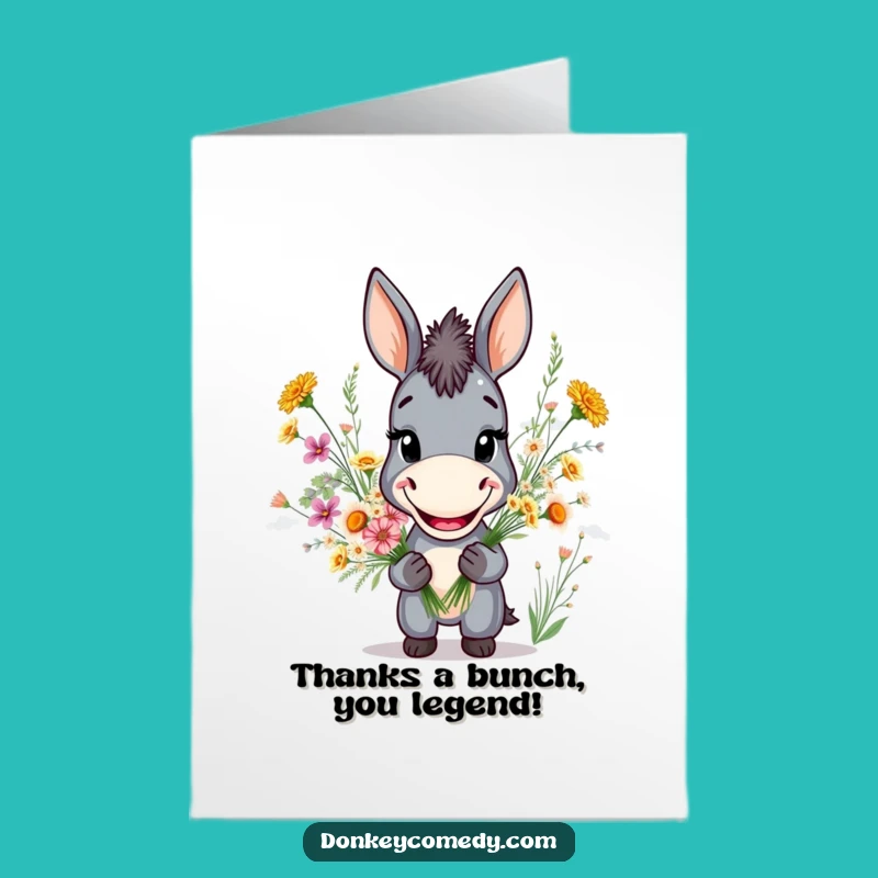 Free Printable Donkey Thank You Card - Grinning Donkey Flower Gift