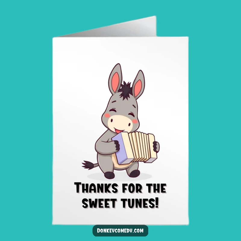Free Printable Thank You Card: Donkey Accordionist Funny Downloadable Gift