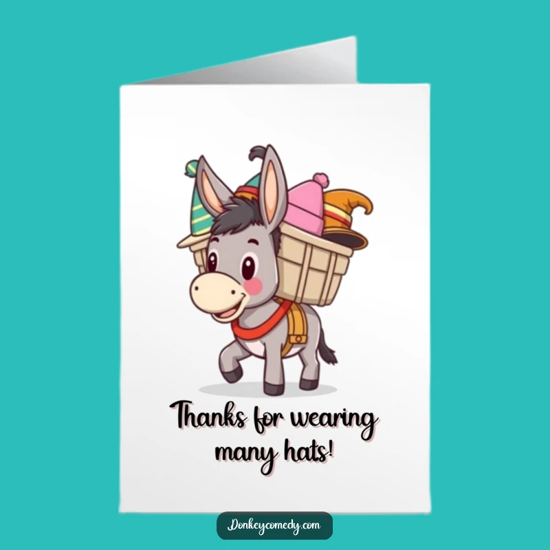 Free Printable Thank You Card: Donkey's Hat Thanks, Funny Downloadable Gift