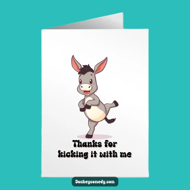 Free Printable Thank You Card: Funny Donkey Kick, Playful Thanks, Downloadable Gift