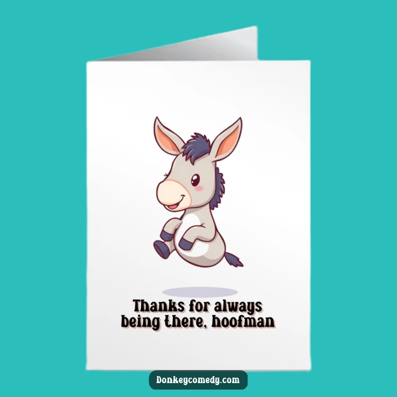Free Printable Thank You Card: Funny Donkey Kicking Legs, Heartfelt Downloadable Greeting