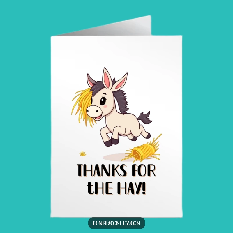 Free Printable Thank You Card: Happy Donkey Bounding, a Cheerful & Funny Downloadable Gift