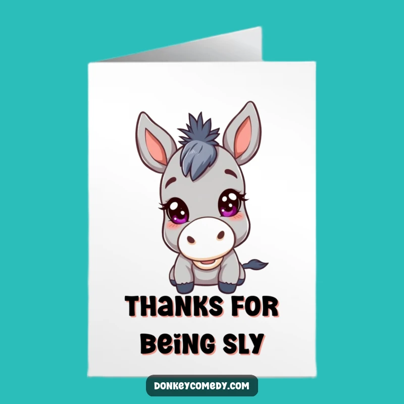 Free Printable Donkey Thank You Card - Mischievous Kawaii Donkey Downloadable