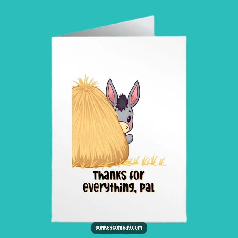 Free Printable Funny Thank You Card: Donkey's Grateful Peek Downloadable Greeting