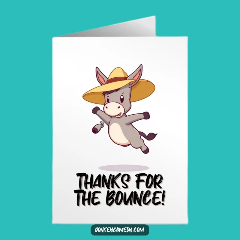 Free Printable Thank You Card: Bouncy Donkey Gratitude Jump Gift