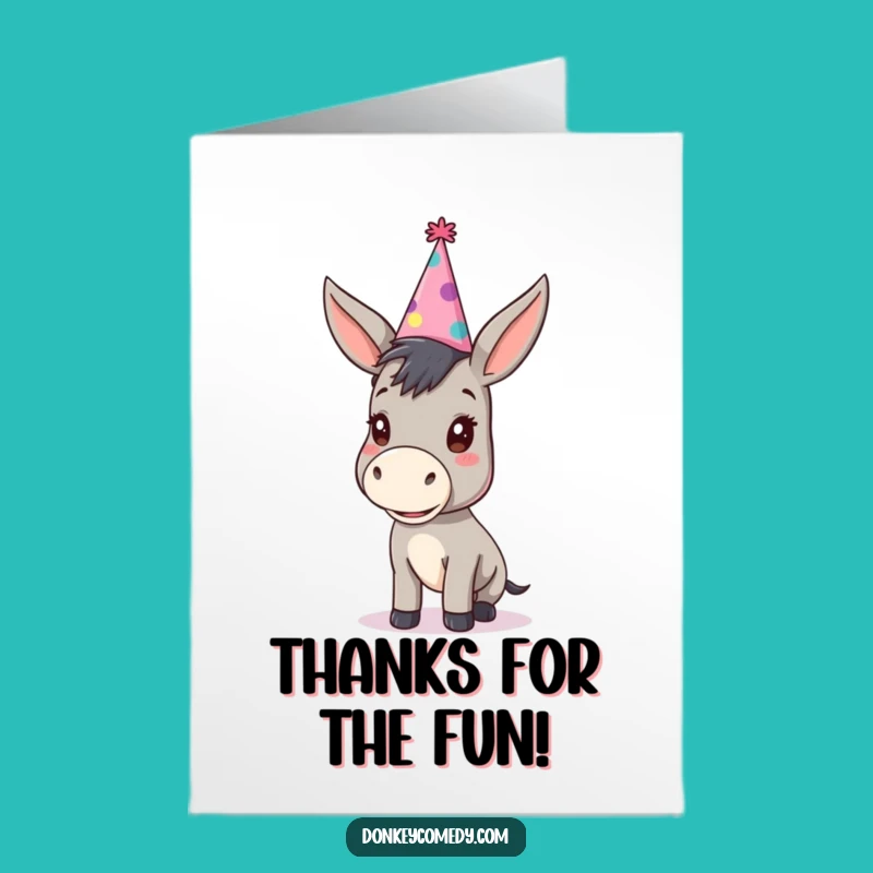 Free Printable Thank You Card: Kawaii Donkey Party Hat Downloadable Gift!
