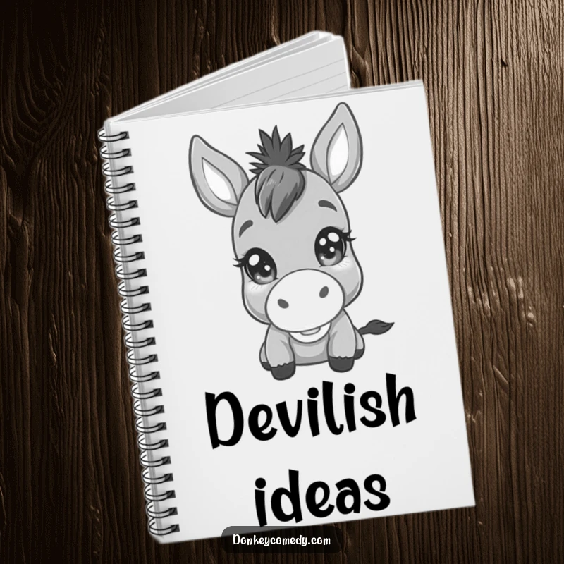 Funny Kawaii Donkey Mischief Notebook: A notebook featuring a donkey with a mischievous twinkle, perfect for jotting down clever ideas and plans.