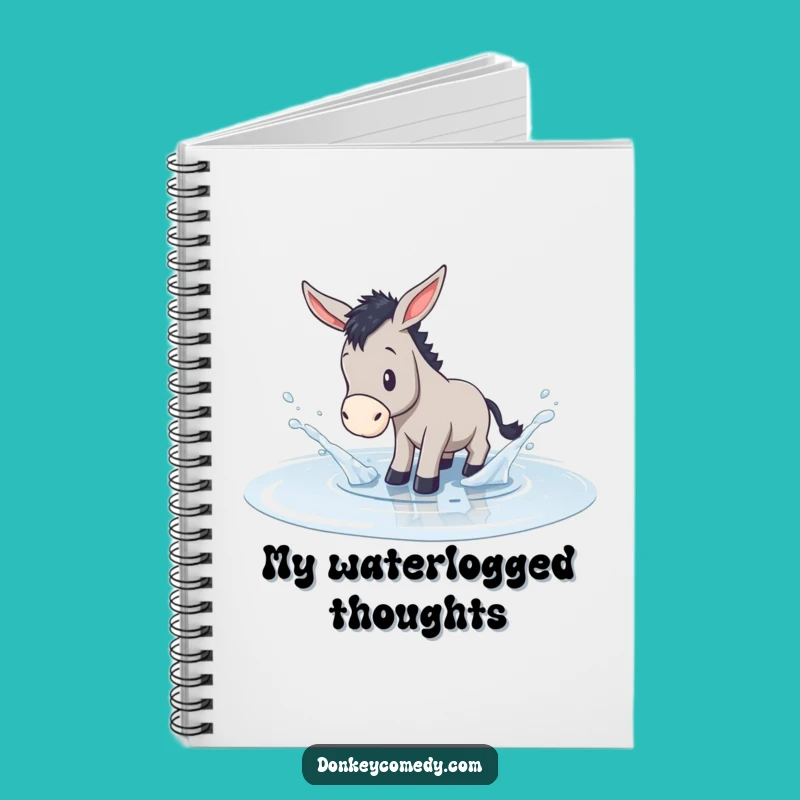 Funny Donkey Puddle Splash Notebook - Humorous Gift for Playful Notes