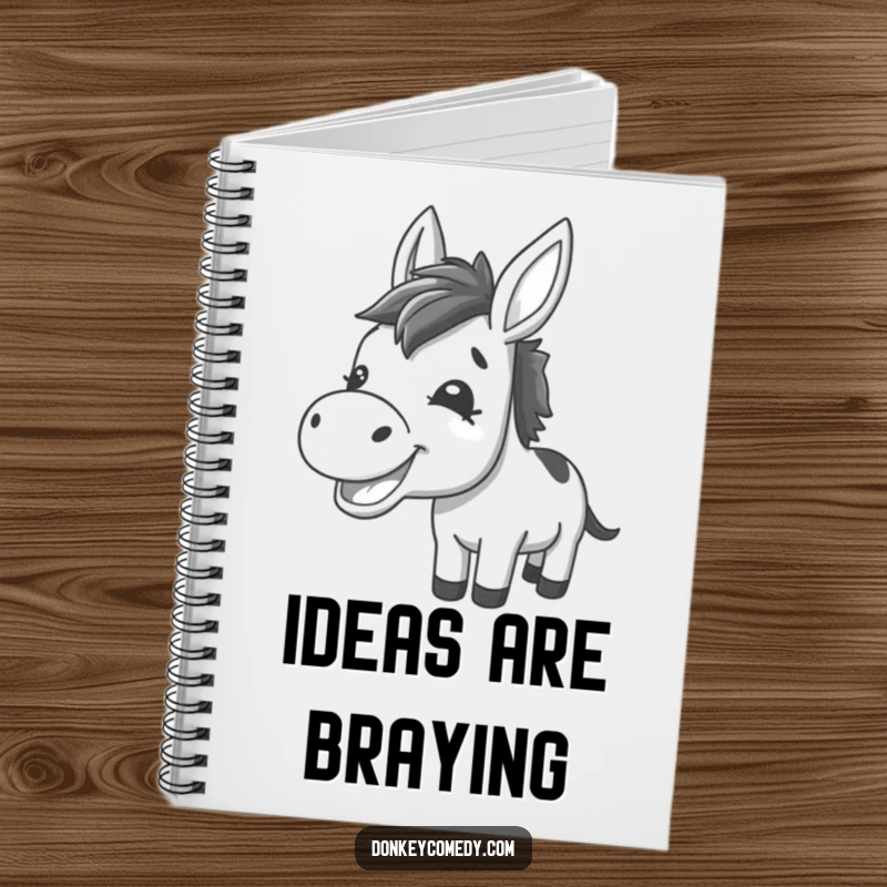 Funny Kawaii Donkey Braying Notebook: A cute notebook with a happy donkey braying, perfect for capturing funny notes and doodles.