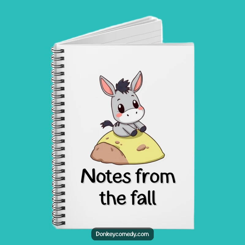 Funny surprised donkey slide notebook, a gift for adventurers, featuring a donkey sliding with shock.
