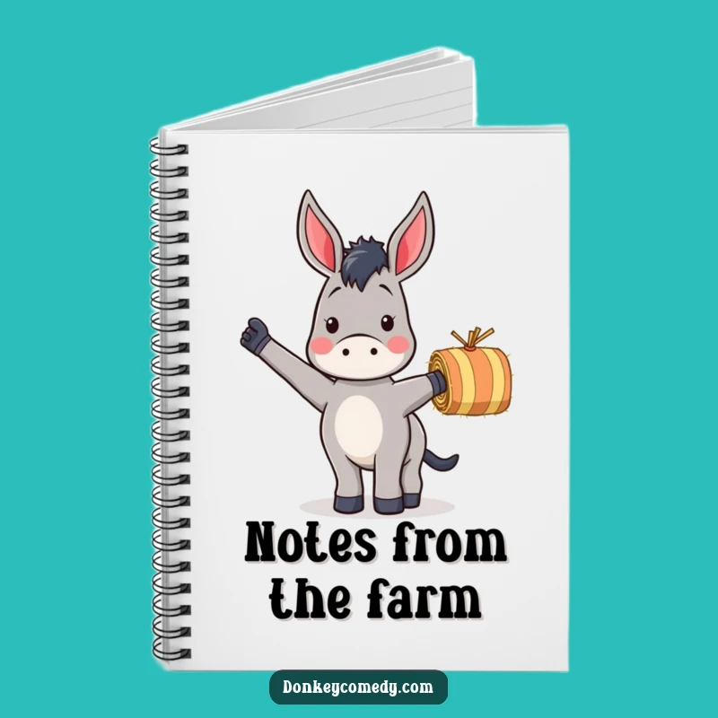 Funny Donkey Waving Hay Notebook: Jot Down Notes with Farm Fun