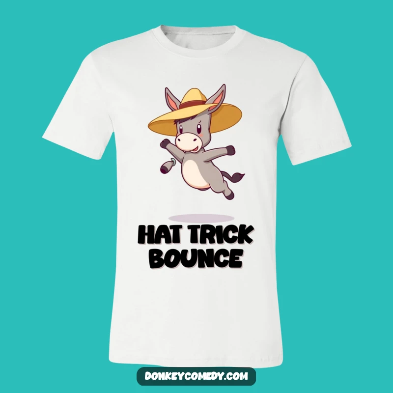 Funny Bouncy Donkey Straw Hat T-Shirt - Comedic Jumping Apparel!