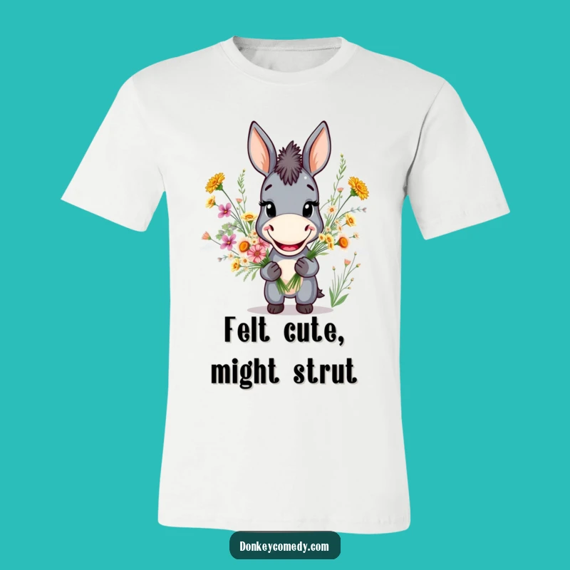 Funny Donkey Grin T-Shirt: Wearable Joy with a Wild Flower Bouquet
