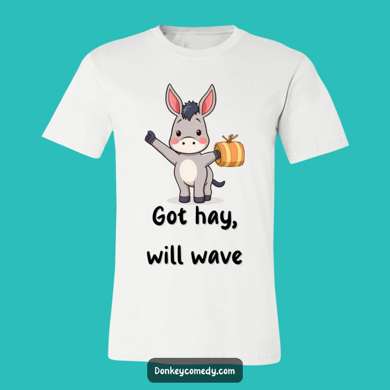 Funny Donkey Waving Hay T-Shirt: Wear Your Love for Farm Humor