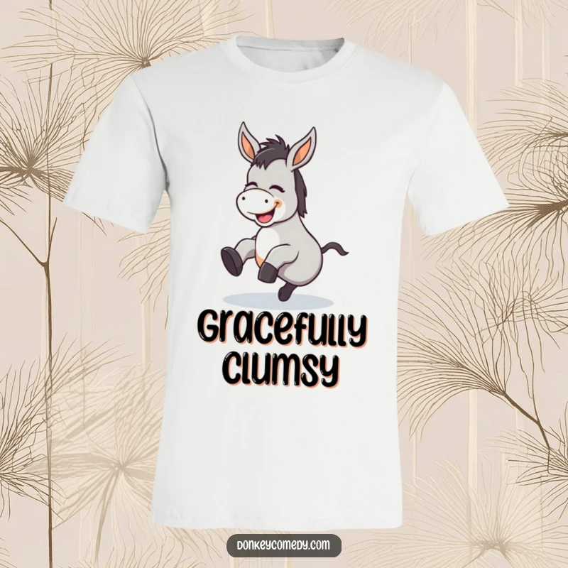 Funny Kawaii Donkey Tripping T-Shirt: A donkey caught mid-trip, giggling uncontrollably, making this shirt a hilarious statement piece.