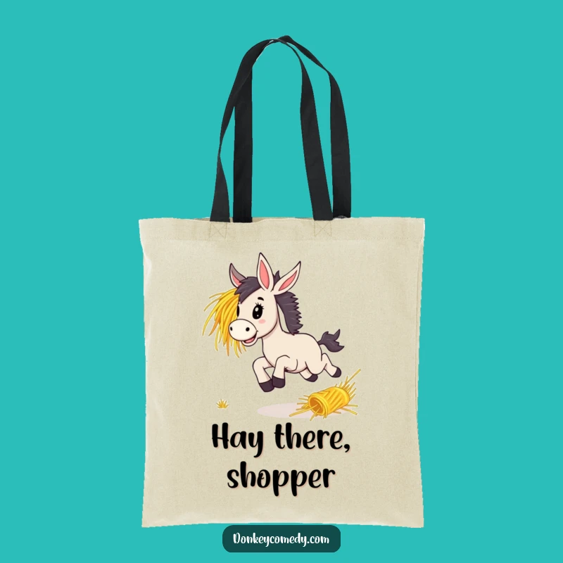 Funny Donkey Bounding Hay Tote Bag, Practical Gift